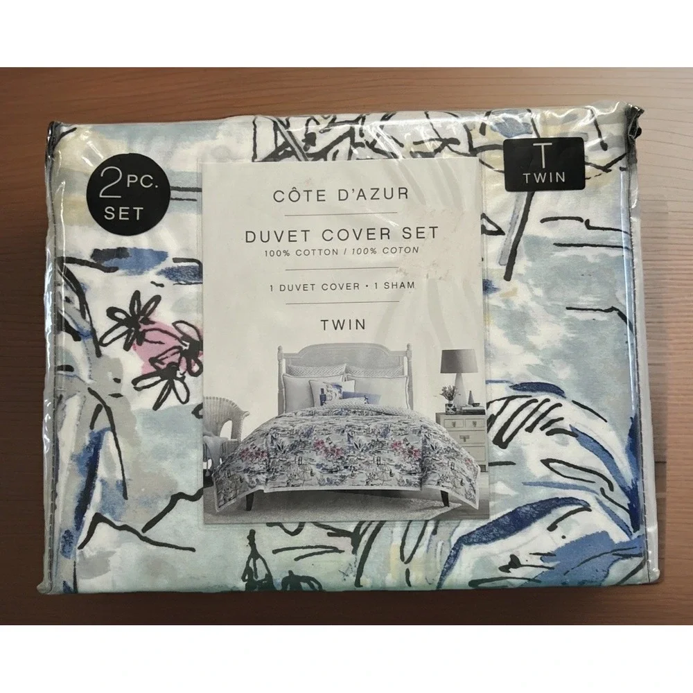 New Cote D'Azure 2‎ Pc Duvet Cover Set French Riviera Cotton Multi Color Twin